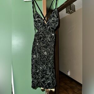 Scala Black Velvet Cocktail with Silver Beading